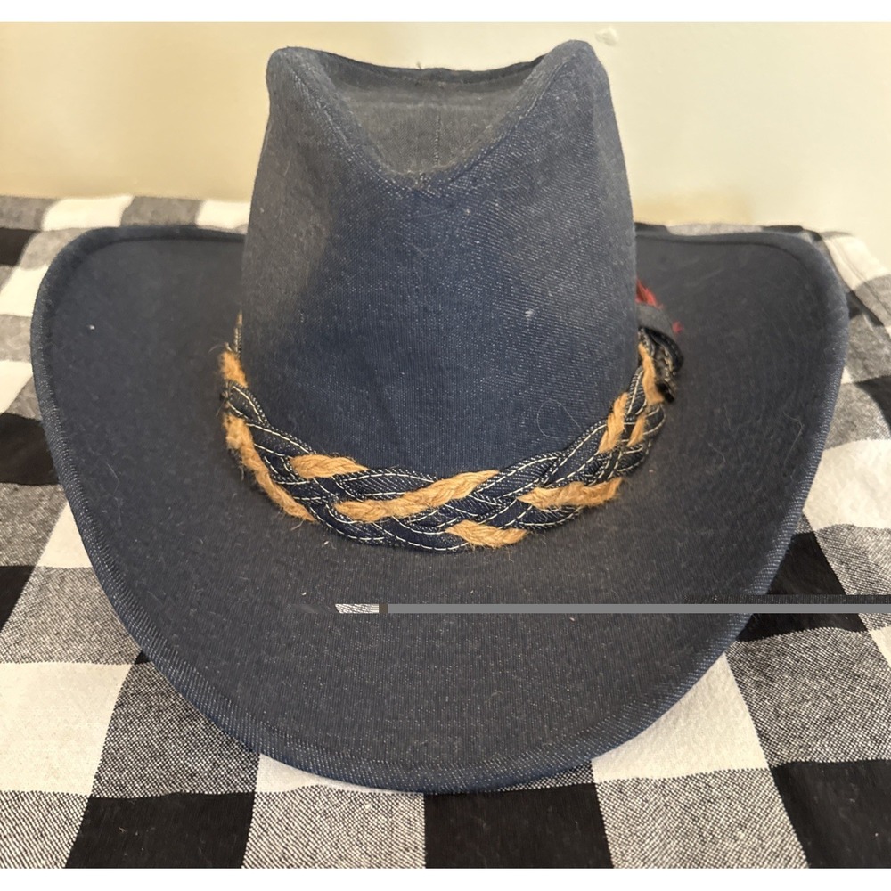 50s VTG Knox Wd Brim Hat Cowboy‎ Rodeo Blue Denim 7 & 1/8